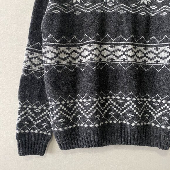 NWT Celtic & Co. Fair Isle Stripe Funnel Neck Sweater Charcoal - Picture 12 of 16
